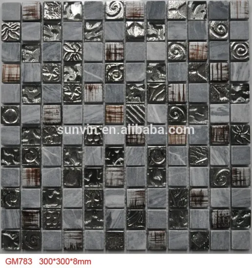 Foshan factory decorative wall panels glass mix stone mosaic tile
