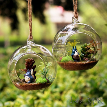 Glass hanging deco ball for candle and plant high borosilicate glass globe decoartion