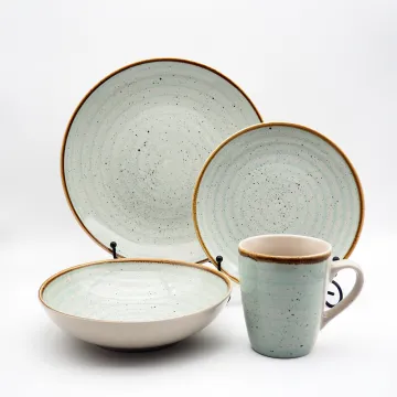 Personalized tableware home life metal frame with sesame dot color glaze tableware set