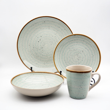 Gepersonaliseerd tafelwerk Home Life Metal Frame met sesam dot color glaze servies set