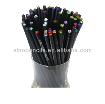 HB black wooden pencil with color crystal