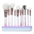 11 pc&#39;s roze gemarmerde handgreep make -up borstelset