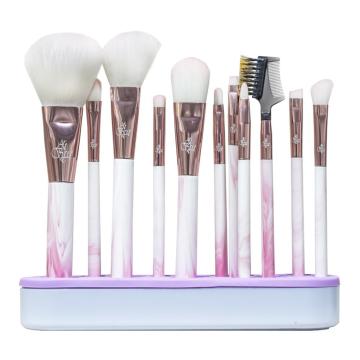 11 datorer rosa marmorerade handtag makeup borste set