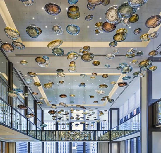 Modern amber chandelier for the banquet hall