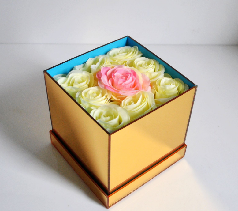 Custom Gold Acrylic Flower Rose Box