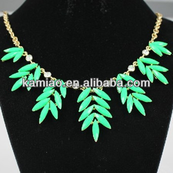 2014 crystal leaf pendant polki jewelled collar necklaces