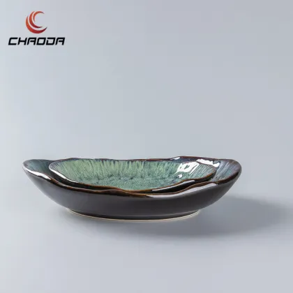 Rustic Ceramic Yuanbao Shaped Fish Plate