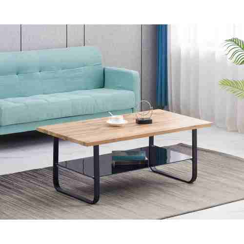 Журнальный столик с элементами хранения из дерева и стекла