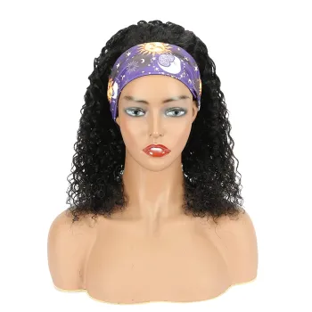 Raw Virgin Hair High Ponytail Natural Color Pre Plucked Curly Wave Head Band Wig Lace Wigs 100% Virgin Human Hair Colored