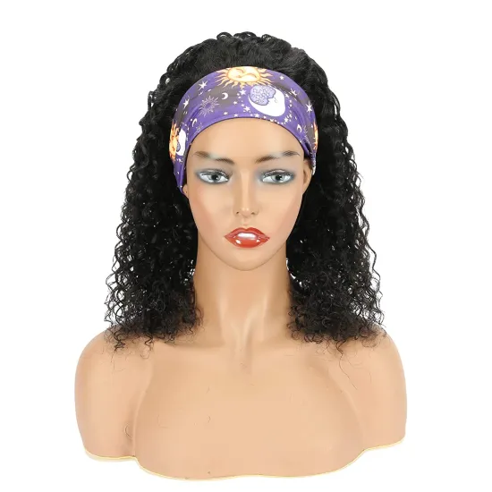 Raw Virgin Hair High Ponytail Natural Color Pre Plucked Curly Wave Head Band Wig Lace Wigs 100% Virgin Human Hair Colored
