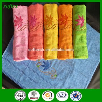 cotton flower embroidery design for bath towel embroidered towels