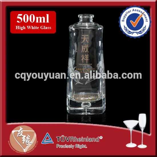 spirits liquor 500 ml glass bottle with bubble in bottom