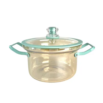 1.4L 18cm Amber Clear Double-ear Glass Cooking Pot