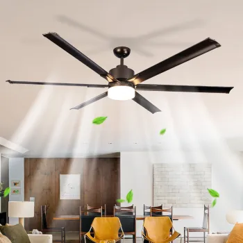 72 Inch Black Coffee Aluminum Ceiling Fan with Chandelier and Lamp
