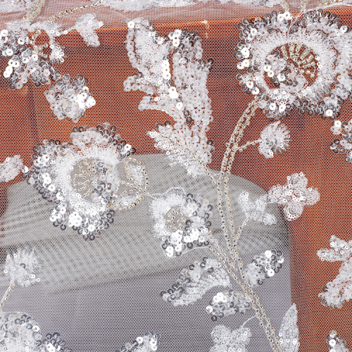 white sequin lace fabric