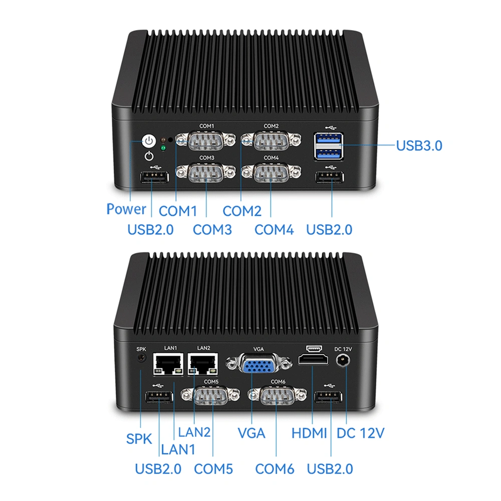 Fanless Industrial Mini PC J4125 RS232 RS485 GPIO China