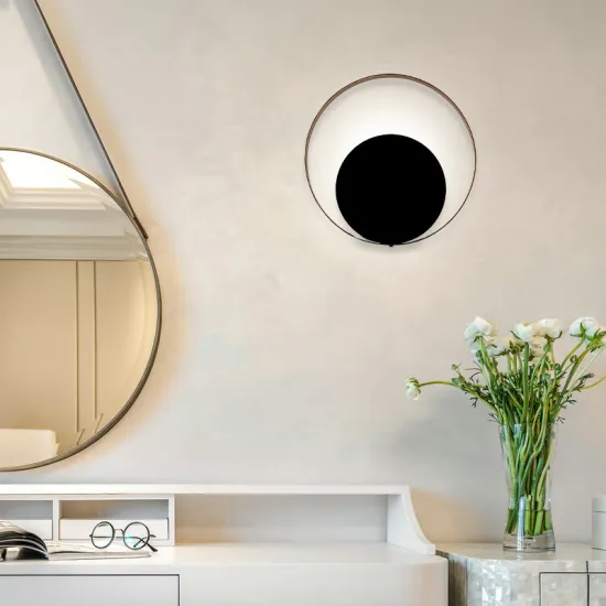 New Style Gold Round Ring Wall Lamp for Bedside, Indoor Headboard & Reading - Reversible LED Recessed Wall Lighting