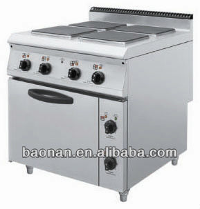 S/S Electric 4 Square Hot Plate Cooker With Oven