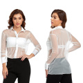 Women Long Sleeve Sheer Top