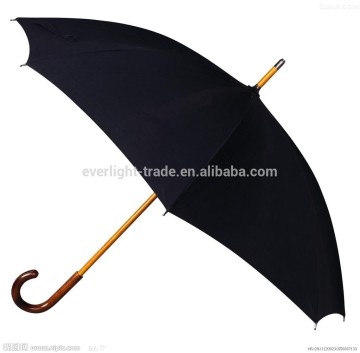 190T polyester straight umbrellas wood J shape handle umbrella