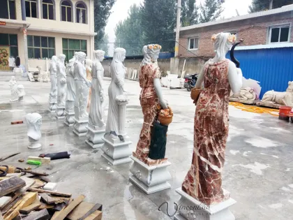 modern outdoor marble carving four season garden statues
