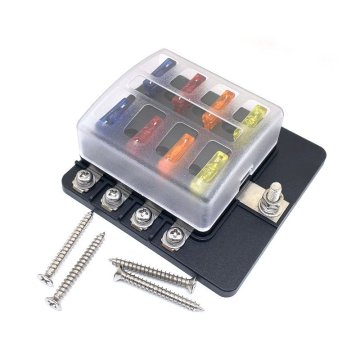 Marine Standard 8-Way Fuse Box with LED Indicator and Terminal Labels