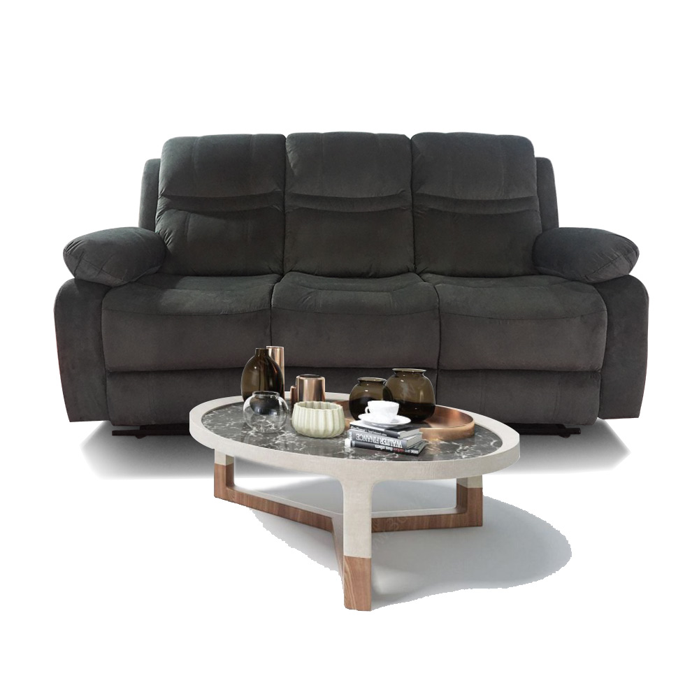 Velvet Fabric Recliner Sectional Sofa Set