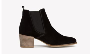 Ankle chunky heel black nubuck leather boots