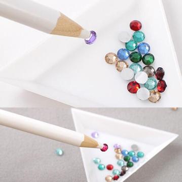 2pcs Brand New Rhinestones Picker Pencil Nail Art Tool Wax White Pen For Craft Gem Crystal