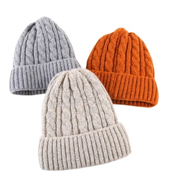 Unisex Winter Warm Strick Mütze Hut gefesselt gerippte Schädelkappe Beanie Cap Rodel Hut für Frauen Männer