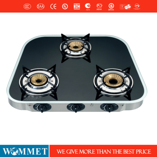 Glass Top Gas Stove With Three Burners, High Quality Glass Top Gas
