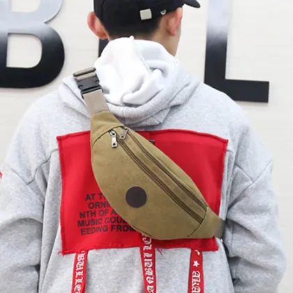 Wholesale Custom Logo Sport Fanny Pack Canvas Waist Bag for Men