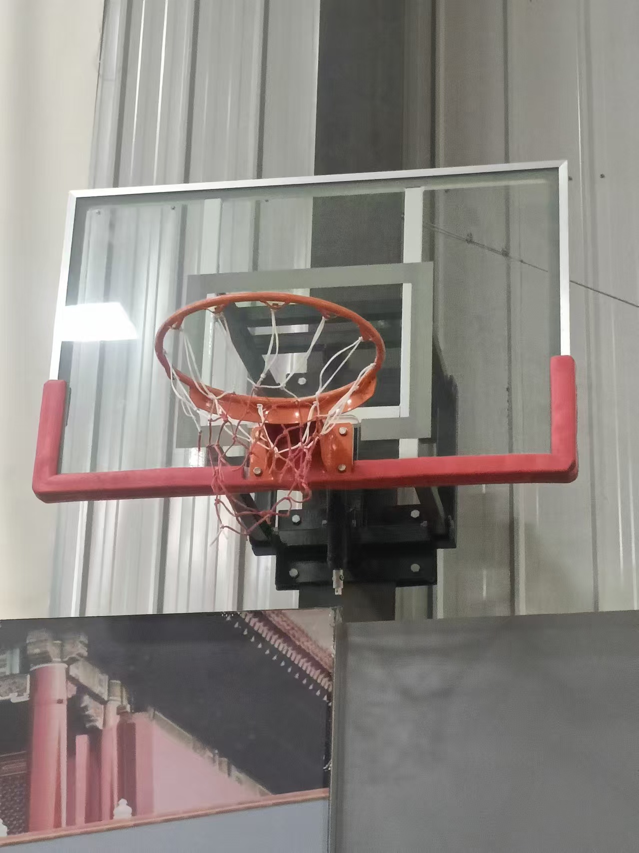 Wall mounted hand crank lift Adult basketball hoop