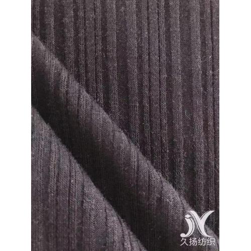 Black Slub Rib Knit Fabric