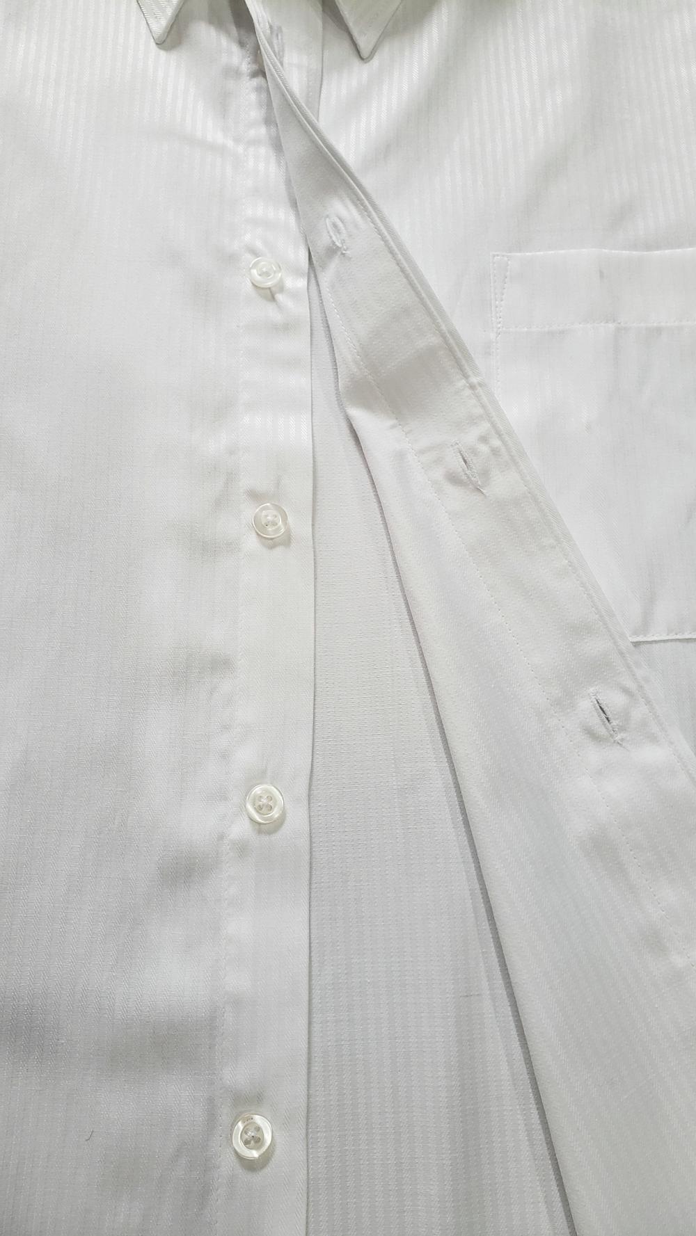 White Jacquard Long Sleeved Shirt Front