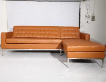 Brown Leather Florence Knoll Corner sofa replica
