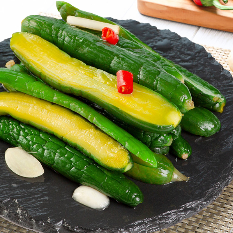 Sweet and sour baby cucumbers