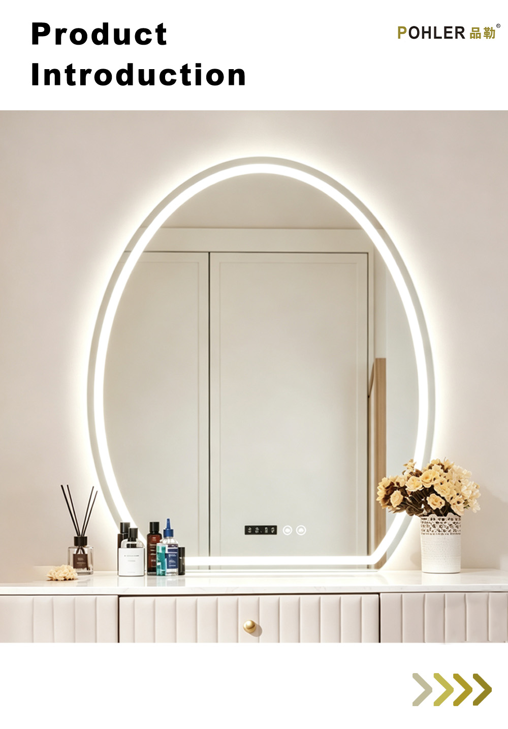 D063 Oval Outline LED Mirror X