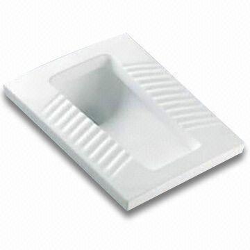 Ceramic Squat Toilet with Built-in platform and Integrated S-trap, Mounted on Floor