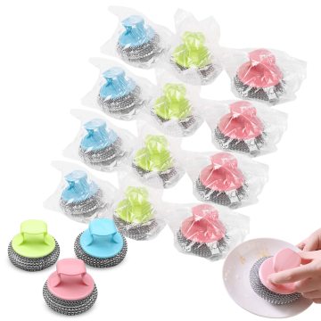 Professional BONNO Stainless Steel Sponges: Heavy Duty Scrubbers, Wire Scourers & Cleaning Pads with Handles for Tough Grime Removal