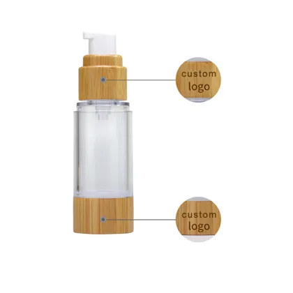 Natural Bamboo Airless Cosmetic Packaging Press Emulsion Vacuum Bottle for Skincare Essence" could be simplified to:

"Bamboo Airless Vacuum Bottle for Skincare Essence