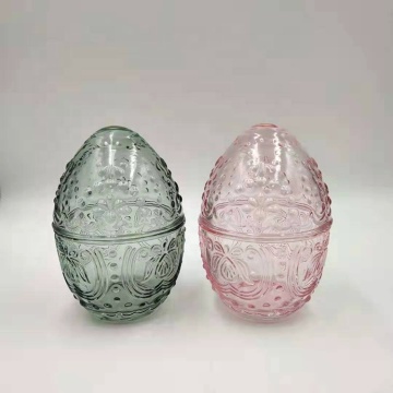 Crystal glass jar egg shaped for easter day