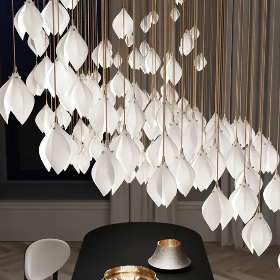 Nordic Simple Design Ceramic Magnolia Chandelier for Hotel Lobby and Restaurant