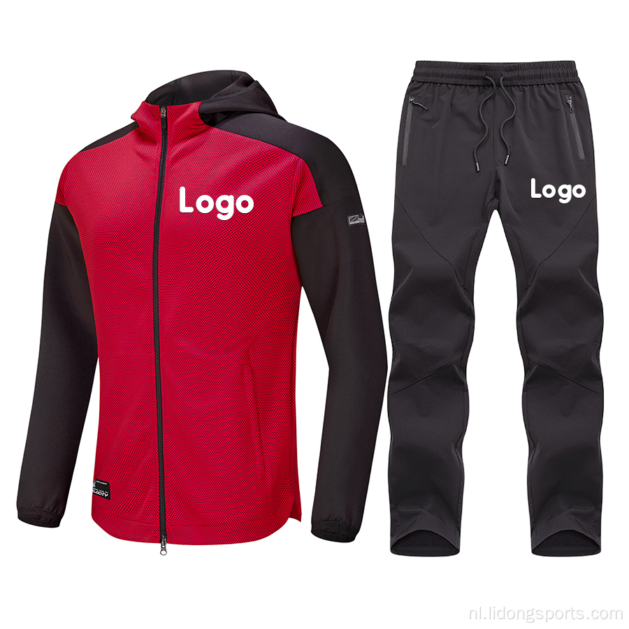 Aangepaste unisex logo tracksuit heren hoodies met jogers