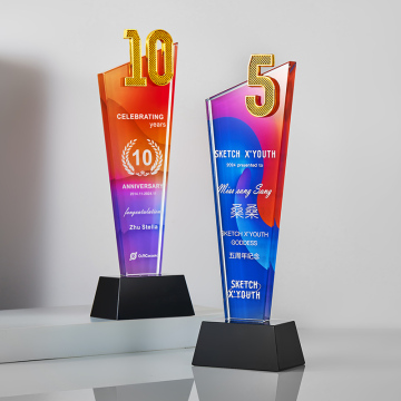 Custom Crystal Trophy Awards for Corporate Anniversaries - Color Print Glass Company