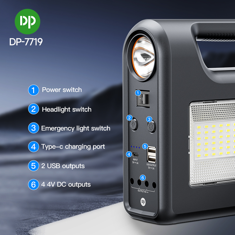 DP Portable Power Station Solar Lighting Kits System 8000mAh