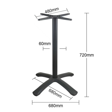 Cast Aluminum Four Star Table Base D680xH720mm Outdoor Commercial Furniture for Cafe Restaurant Patio