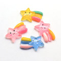 Très mignon arc-en-ciel étoile filante résine Cabochons Flatback arc-en-ciel météore Slime charmes centre d&#39;arc de cheveux accessoires de bricolage