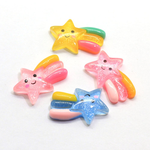 Very Cute Rainbow Shooting Star Resin Cabochons Flatback Rainbow Meteor Slime Charms Hairbow Center DIY Accessories
