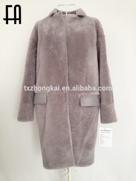 Factory direct whoesale lady"s fashion wool sheared fur coat